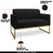 Conjunto Namoradeira e Poltrona Decorativa Isabella Base Industrial Linho Preto/Dourado G19 - Gran Belo