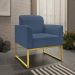 Conjunto Namoradeira e Poltrona Decorativa Isabella Base Industrial Suede Azul Marinho/Dourado G19 - Gran Belo