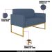 Conjunto Namoradeira e Poltrona Decorativa Isabella Base Industrial Suede Azul Marinho/Dourado G19 - Gran Belo