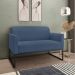 Conjunto Namoradeira e Poltrona Decorativa Isabella Base Industrial Suede Azul Marinho/Preto G19 - Gran Belo