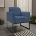 Conjunto Namoradeira e Poltrona Decorativa Isabella Base Industrial Suede Azul Marinho/Preto G19 - Gran Belo
