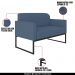 Conjunto Namoradeira e Poltrona Decorativa Isabella Base Industrial Suede Azul Marinho/Preto G19 - Gran Belo