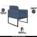 Conjunto Namoradeira e Poltrona Decorativa Isabella Base Industrial Suede Azul Marinho/Preto G19 - Gran Belo
