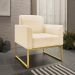 Conjunto Namoradeira e Poltrona Decorativa Isabella Base Industrial Suede Bege/Dourado G19 - Gran Belo