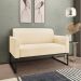 Conjunto Namoradeira e Poltrona Decorativa Isabella Base Industrial Suede Bege/Preto G19 - Gran Belo