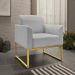 Conjunto Namoradeira e Poltrona Decorativa Isabella Base Industrial Suede Cinza/Dourado G19 - Gran Belo