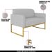Conjunto Namoradeira e Poltrona Decorativa Isabella Base Industrial Suede Cinza/Dourado G19 - Gran Belo
