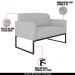 Conjunto Namoradeira e Poltrona Decorativa Isabella Base Industrial Suede Cinza/Preto G19 - Gran Belo