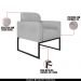 Conjunto Namoradeira e Poltrona Decorativa Isabella Base Industrial Suede Cinza/Preto G19 - Gran Belo