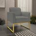 Conjunto Namoradeira e Poltrona Decorativa Isabella Base Industrial Suede Grafite/Dourado G19 - Gran Belo