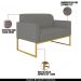 Conjunto Namoradeira e Poltrona Decorativa Isabella Base Industrial Suede Grafite/Dourado G19 - Gran Belo