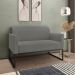 Conjunto Namoradeira e Poltrona Decorativa Isabella Base Industrial Suede Grafite/Preto G19 - Gran Belo