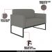 Conjunto Namoradeira e Poltrona Decorativa Isabella Base Industrial Suede Grafite/Preto G19 - Gran Belo