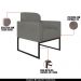 Conjunto Namoradeira e Poltrona Decorativa Isabella Base Industrial Suede Grafite/Preto G19 - Gran Belo