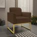 Conjunto Namoradeira e Poltrona Decorativa Isabella Base Industrial Suede Marrom/Dourado G19 - Gran Belo