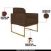 Conjunto Namoradeira e Poltrona Decorativa Isabella Base Industrial Suede Marrom/Dourado G19 - Gran Belo