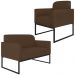 Conjunto Namoradeira e Poltrona Decorativa Isabella Base Industrial Suede Marrom/Preto G19 - Gran Belo
