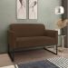 Conjunto Namoradeira e Poltrona Decorativa Isabella Base Industrial Suede Marrom/Preto G19 - Gran Belo