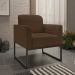 Conjunto Namoradeira e Poltrona Decorativa Isabella Base Industrial Suede Marrom/Preto G19 - Gran Belo
