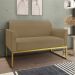 Conjunto Namoradeira e Poltrona Decorativa Isabella Base Industrial Suede Nude/Dourado G19 - Gran Belo