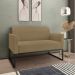 Conjunto Namoradeira e Poltrona Decorativa Isabella Base Industrial Suede Nude/Preto G19 - Gran Belo
