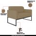 Conjunto Namoradeira e Poltrona Decorativa Isabella Base Industrial Suede Nude/Preto G19 - Gran Belo