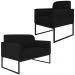 Conjunto Namoradeira e Poltrona Decorativa Isabella Base Industrial Suede Preto G19 - Gran Belo