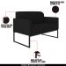 Conjunto Namoradeira e Poltrona Decorativa Isabella Base Industrial Suede Preto G19 - Gran Belo