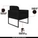 Conjunto Namoradeira e Poltrona Decorativa Isabella Base Industrial Suede Preto G19 - Gran Belo