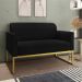 Conjunto Namoradeira e Poltrona Decorativa Isabella Base Industrial Suede Preto/Dourado G19 - Gran Belo