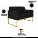 Conjunto Namoradeira e Poltrona Decorativa Isabella Base Industrial Suede Preto/Dourado G19 - Gran Belo