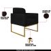 Conjunto Namoradeira e Poltrona Decorativa Isabella Base Industrial Suede Preto/Dourado G19 - Gran Belo