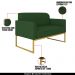 Conjunto Namoradeira e Poltrona Decorativa Isabella Base Industrial Suede Verde/Dourado G19 - Gran Belo