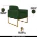 Conjunto Namoradeira e Poltrona Decorativa Isabella Base Industrial Suede Verde/Dourado G19 - Gran Belo
