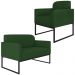 Conjunto Namoradeira e Poltrona Decorativa Isabella Base Industrial Suede Verde/Preto G19 - Gran Belo