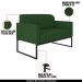 Conjunto Namoradeira e Poltrona Decorativa Isabella Base Industrial Suede Verde/Preto G19 - Gran Belo