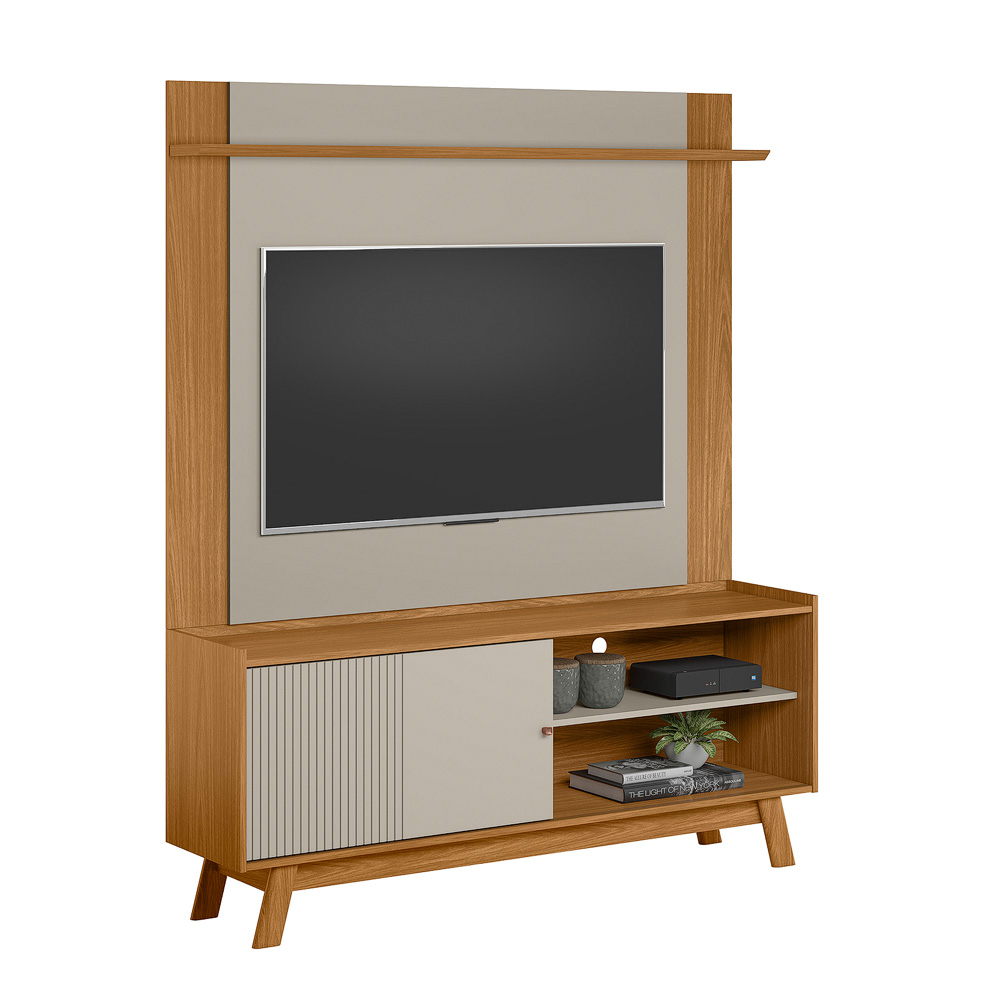 Conjunto Painel Extensível Rack TV até 65 Polegadas Tremonti/Audrey Nature/Off White G77 - Gran Belo