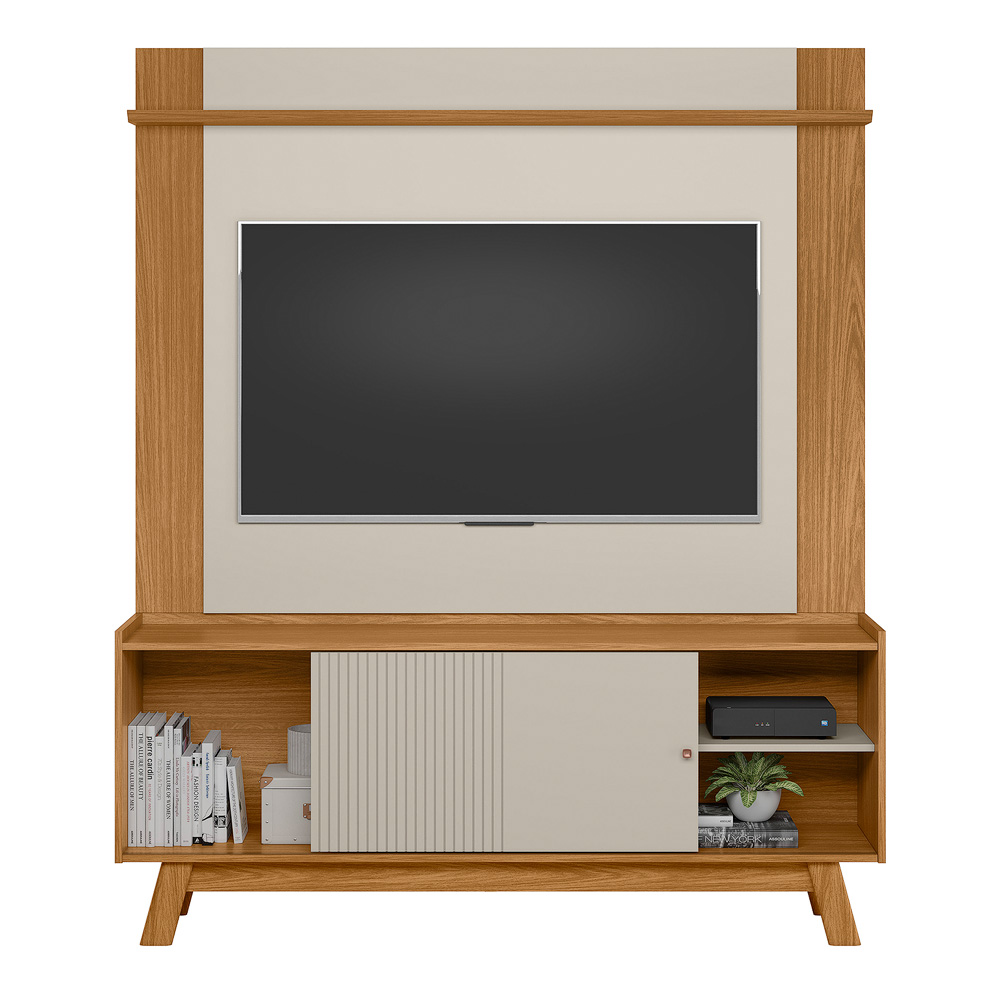 Conjunto Painel Extensível Rack TV até 65 Polegadas Tremonti/Audrey Nature/Off White G77 - Gran Belo