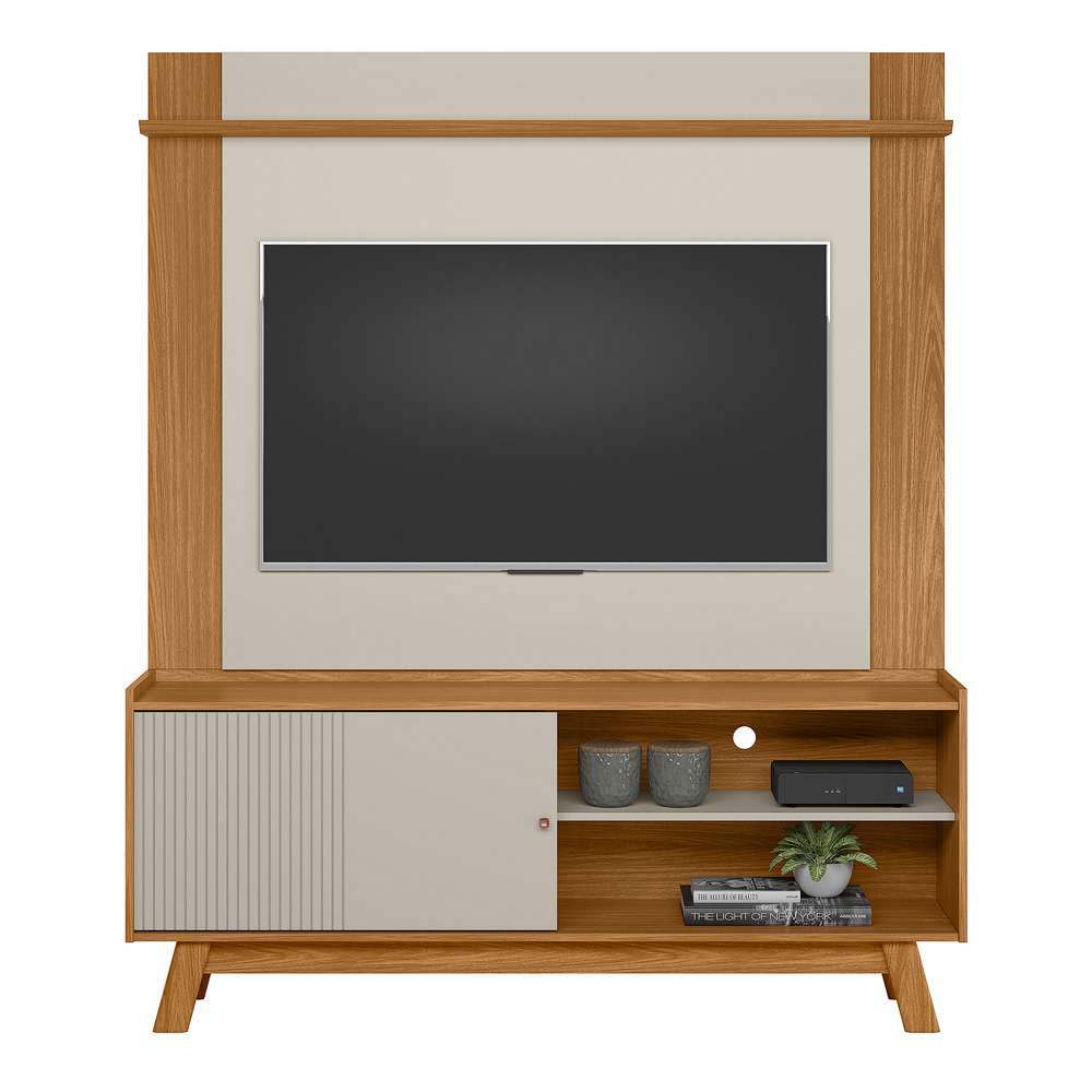Conjunto Painel Extensível Rack TV até 65 Polegadas Tremonti/Audrey Nature/Off White G77 - Gran Belo