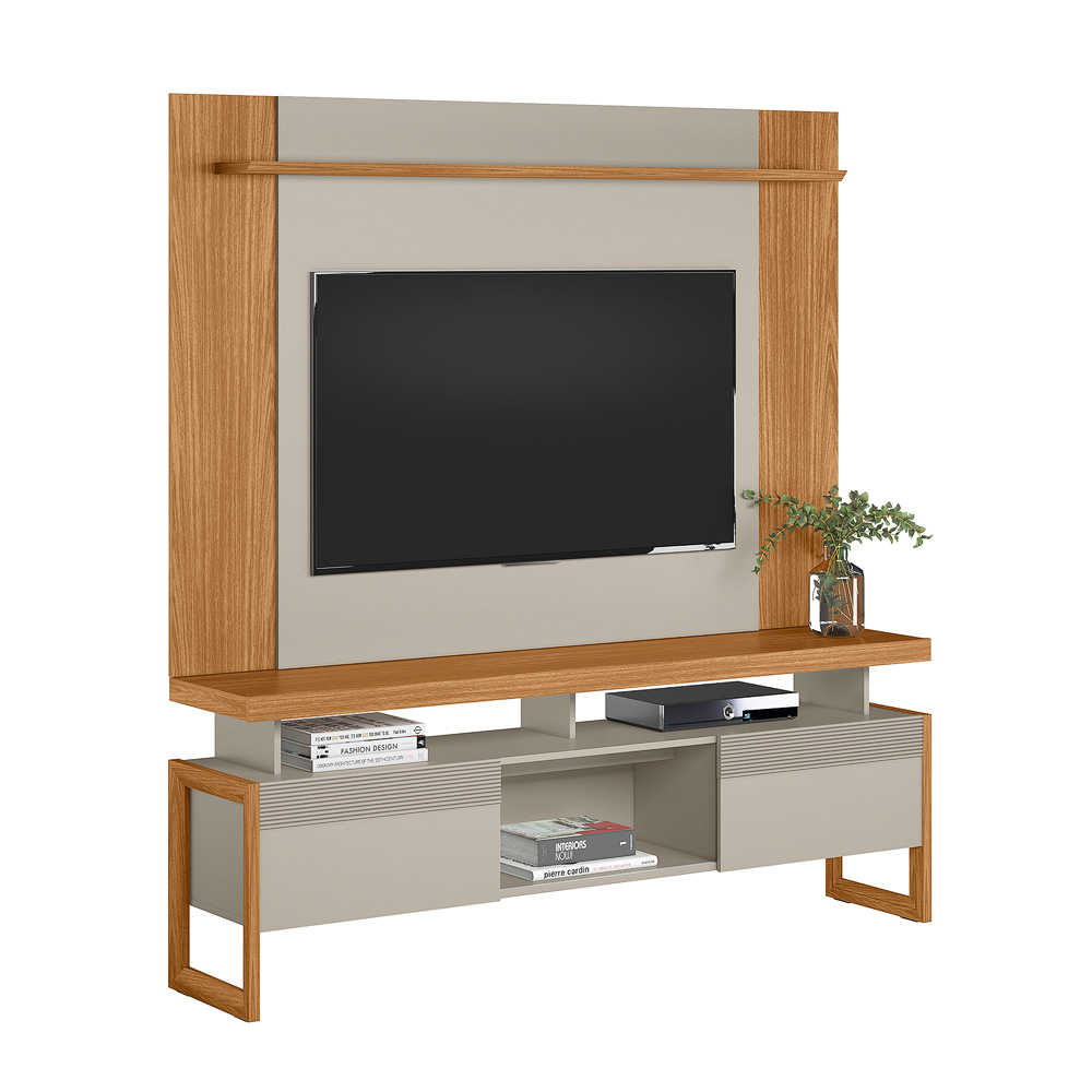 Conjunto Painel Extensível Rack Tremonti/Elora TV até 70 Polegadas Nature/Off White G77 - Gran Belo