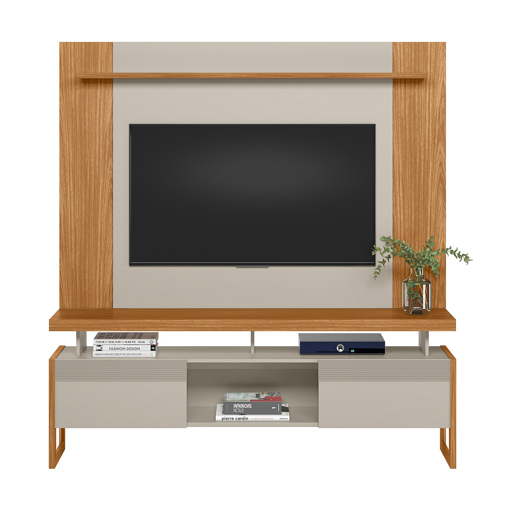 Conjunto Painel Extensível Rack Tremonti/Elora TV até 70 Polegadas Nature/Off White G77 - Gran Belo