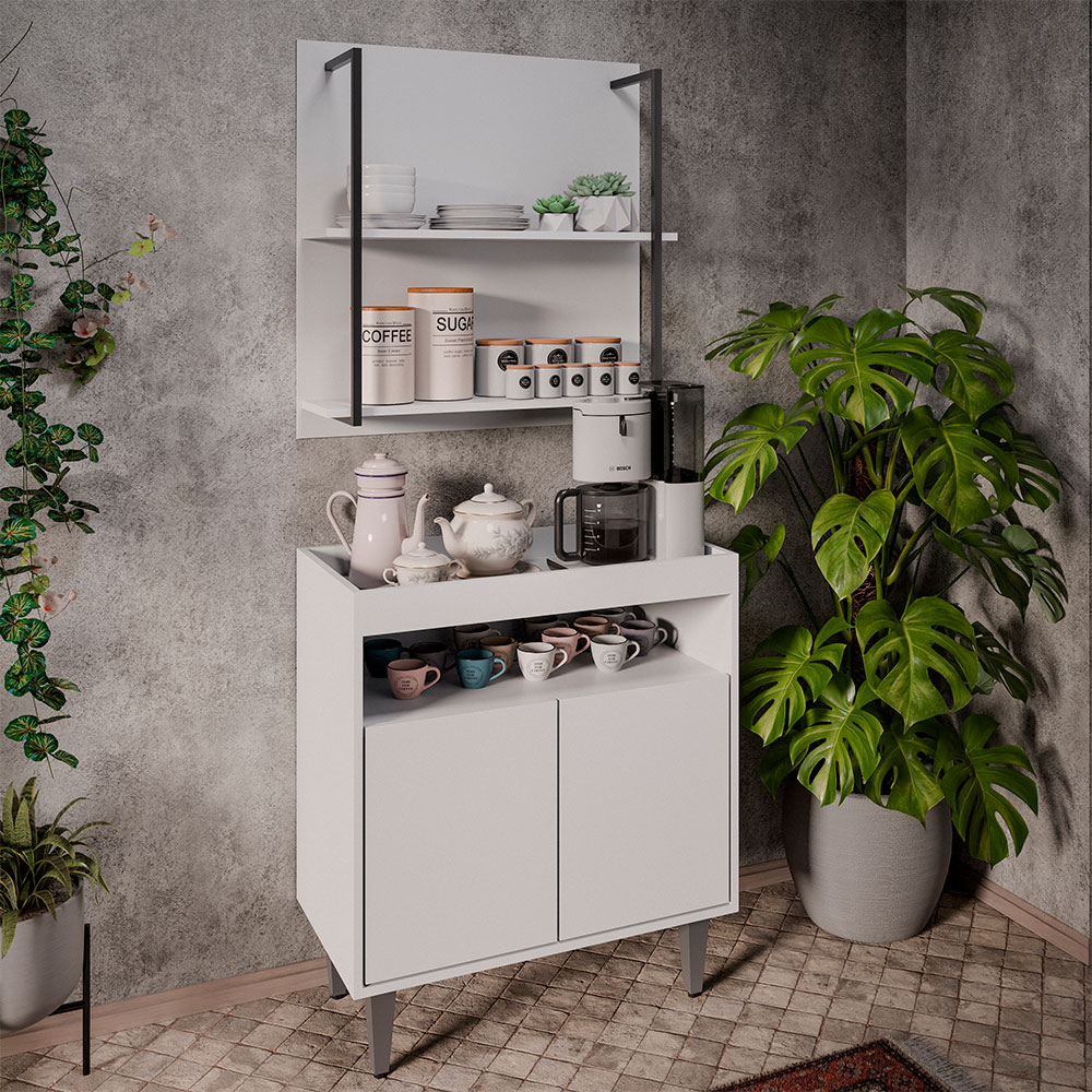 Conjunto Painel Organizador com Solesi/Chico 2 Prateleiras Branco G96 - Gran Belo