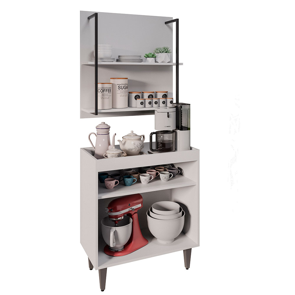 Conjunto Painel Organizador com Solesi/Chico 2 Prateleiras Branco G96 - Gran Belo