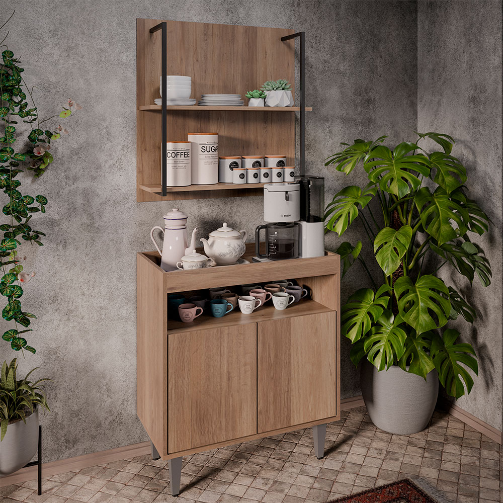 Conjunto Painel Organizador com Solesi/Chico 2 Prateleiras Freijó G96 - Gran Belo