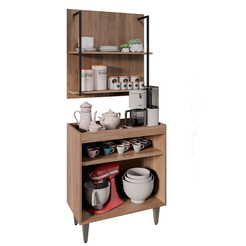 Conjunto Painel Organizador com Solesi/Chico 2 Prateleiras Freijó G96 - Gran Belo
