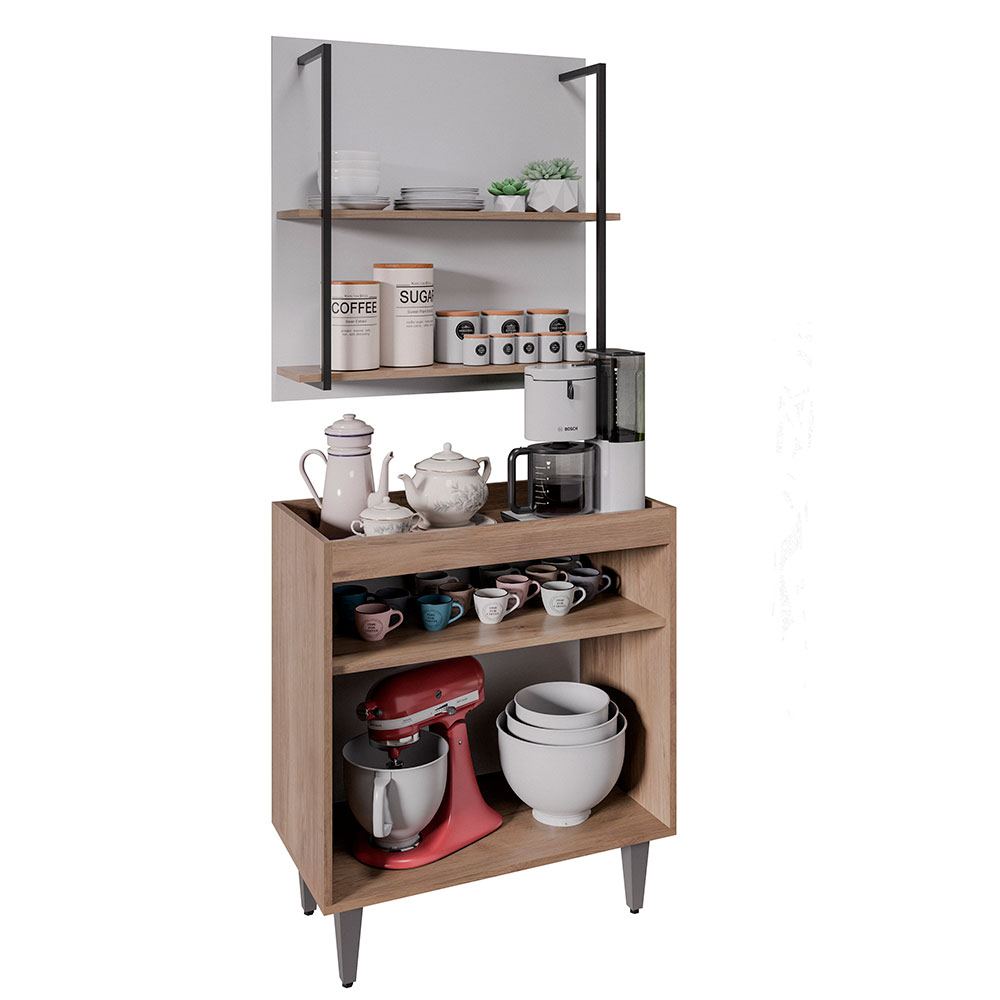 Conjunto Painel Organizador com Solesi/Chico 2 Prateleiras Freijó/Branco G96 - Gran Belo