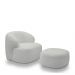 Conjunto Poltrona Base Fixa e Puff Decorativo Charlote Sala de Estar Bouclê Cinza G88 - Gran Belo