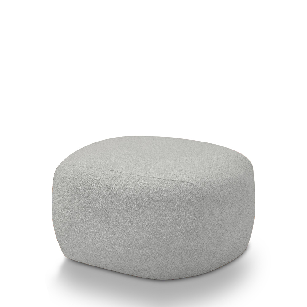 Conjunto Poltrona Base Fixa e Puff Decorativo Charlote Sala de Estar Bouclê Cinza G88 - Gran Belo