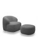 Conjunto Poltrona Base Fixa e Puff Decorativo Charlote Sala de Estar Bouclê Grafite G88 - Gran Belo