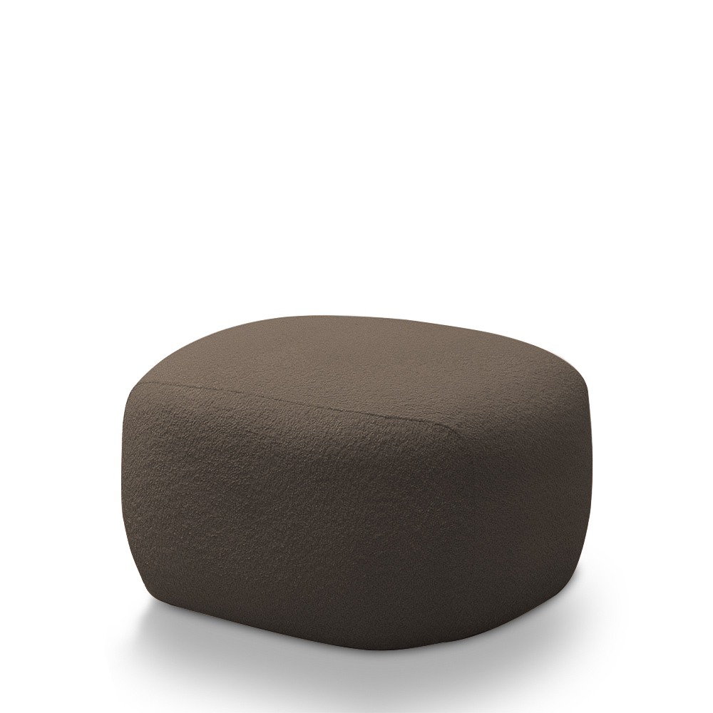 Conjunto Poltrona Base Fixa e Puff Decorativo Charlote Sala de Estar Bouclê Marrom G88 - Gran Belo